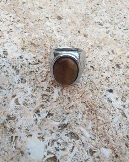ANILLO DE ACERO OJO DE TIGRE