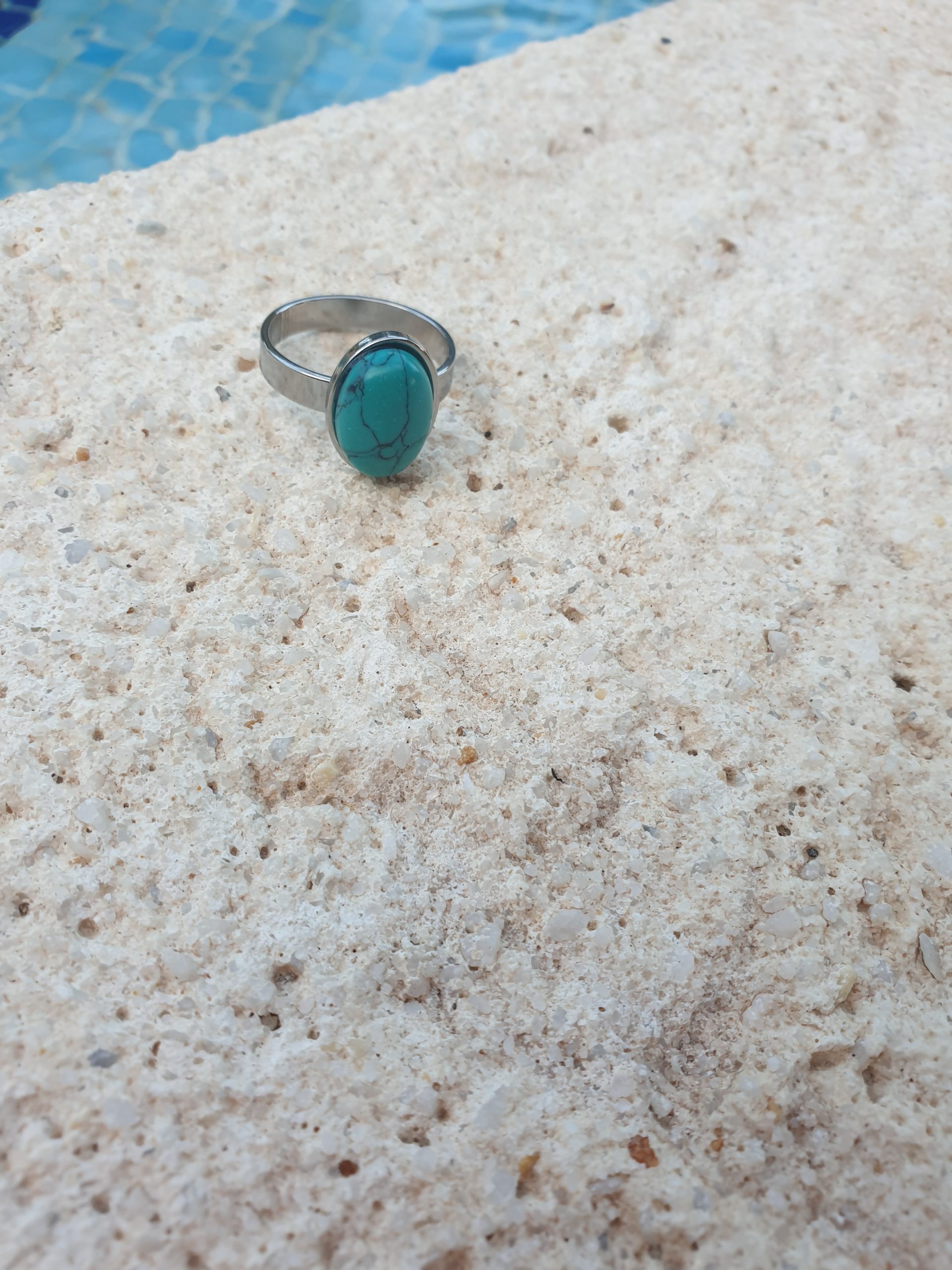 ANILLO DE ACERO TURQUESA