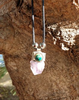 Colgante Alpaca con Crisocola y Amatista