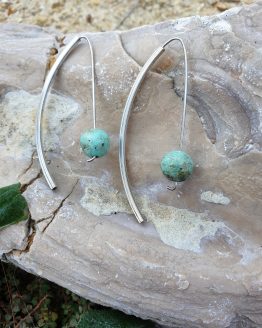 PENDIENTES LARGOS PLATA TURQUESA AFRICANA