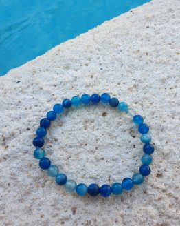 PULSERA BOLA 6MM ÁGATA AZUL