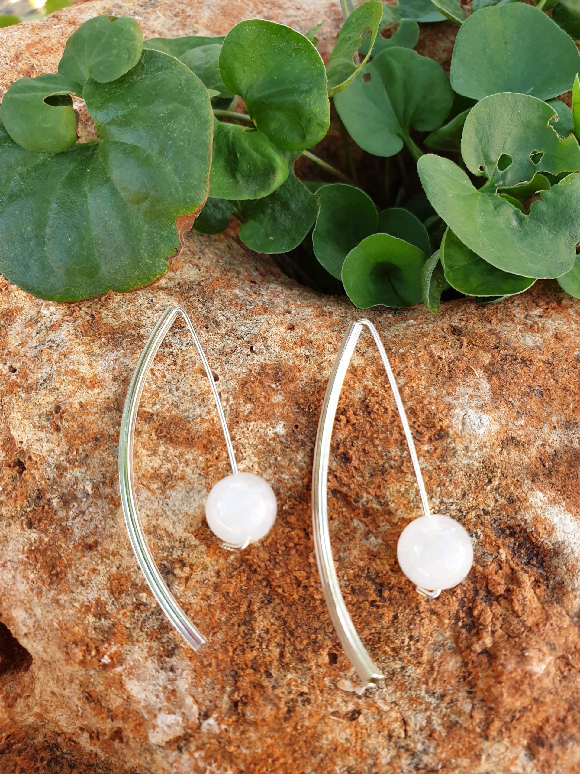 pendientes piedra luna y plata