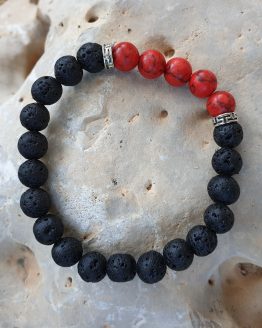 PULSERA DE LAVA PIEDRA VOLCÁNICA 8 MM CORAL ROJO PULSERA DE LAVA PIEDRA VOLCÁNICA 8 MM CORAL ROJO