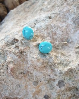 Pendientes Plata de Ley 925 media bola turquesina