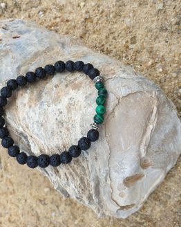 Pulsera lava volcanica malaquita 6mm