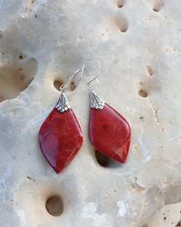 pendientes plata coral rojo
